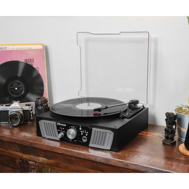 Victor Lakeshore Portable Decorative Record Player with Bluetooth